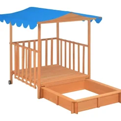 vidaXL Casa de juegos para niños con arenero madera abeto azul UV50 Sale