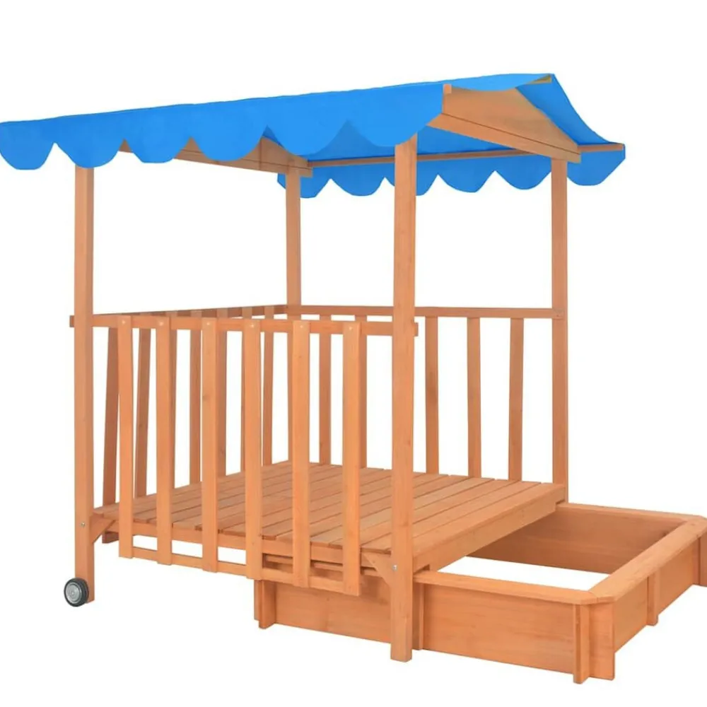 vidaXL Casa de juegos para niños con arenero madera abeto azul UV50 Sale