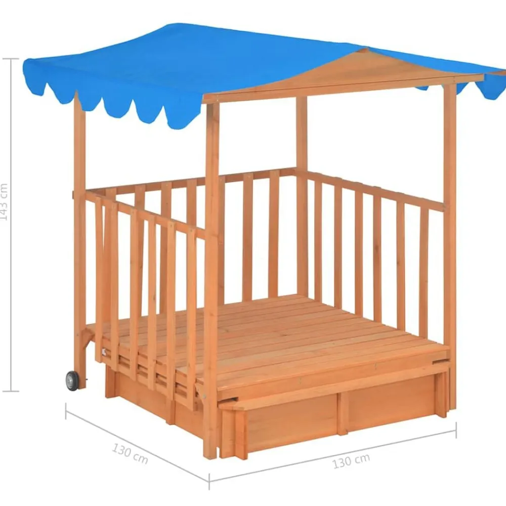 vidaXL Casa de juegos para niños con arenero madera abeto azul UV50 Sale