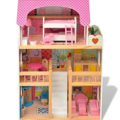 vidaXL Juguetes-Casa de muñecas de 3 pisos madera 60x30x90 cm