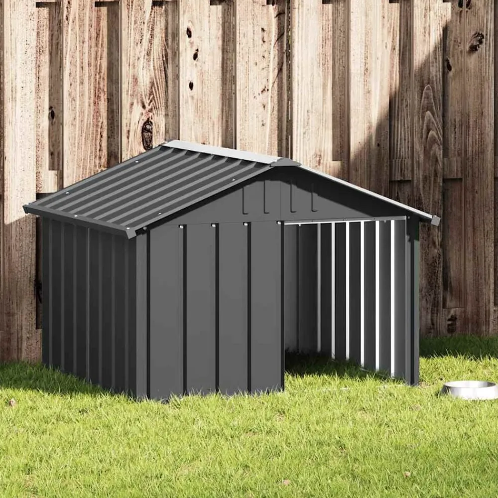 vidaXL Casa de perro acero galvanizado 116,5x103x81,5 cm Antracita Outlet