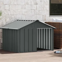 vidaXL Casa de perro acero galvanizado 116,5x103x81,5 cm Antracita Outlet