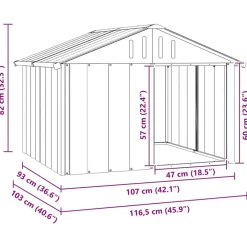 vidaXL Casa de perro acero galvanizado 116,5x103x81,5 cm Antracita Outlet