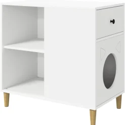 vidaXL Casa para Gatos 72 x 42.5 x 70 cm Madera de ingeniería White Best