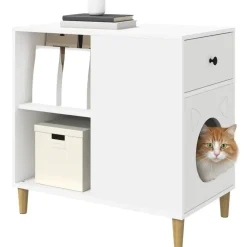 vidaXL Casa para Gatos 72 x 42.5 x 70 cm Madera de ingeniería White Best