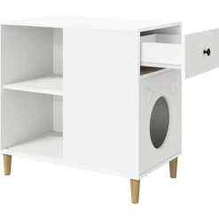 vidaXL Casa para Gatos 72 x 42.5 x 70 cm Madera de ingeniería White Best
