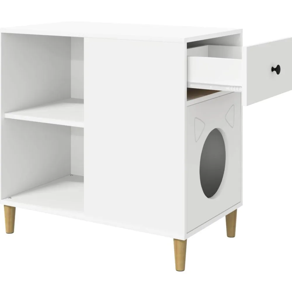 vidaXL Casa para Gatos 72 x 42.5 x 70 cm Madera de ingeniería White Best
