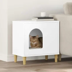 vidaXL Casa para Gatos 51 x 30 x 52 cm Madera de ingeniería White