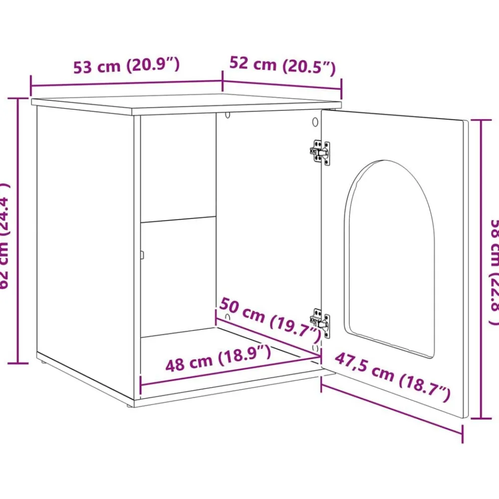 vidaXL Casa para Gatos 53 x 52 x 62 cm Madera de ingeniería White Hot