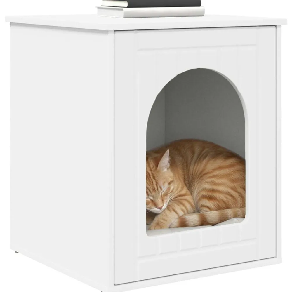 vidaXL Casa para Gatos 53 x 52 x 62 cm Madera de ingeniería White Hot