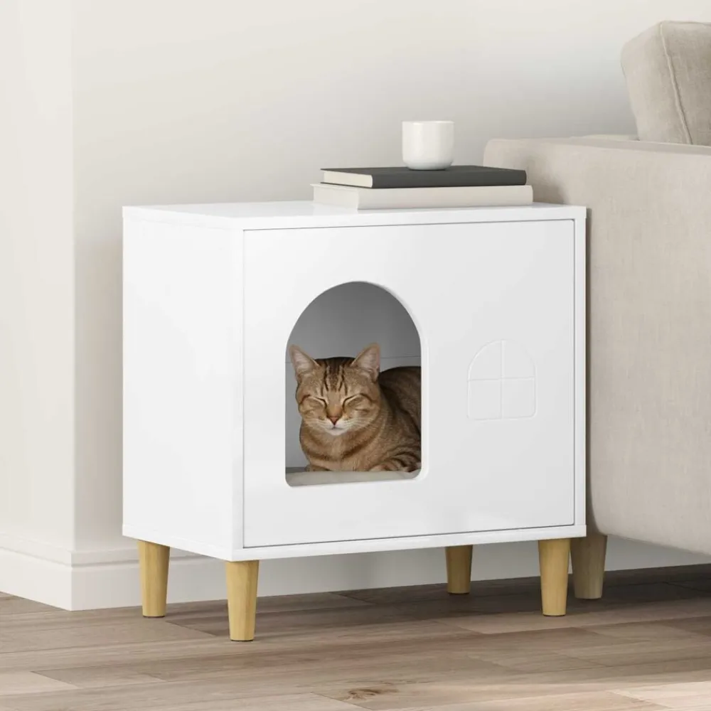 vidaXL Productos Para Mascotas-Casa para Gatos 51 x 30 x 52 cm Madera de ingeniería