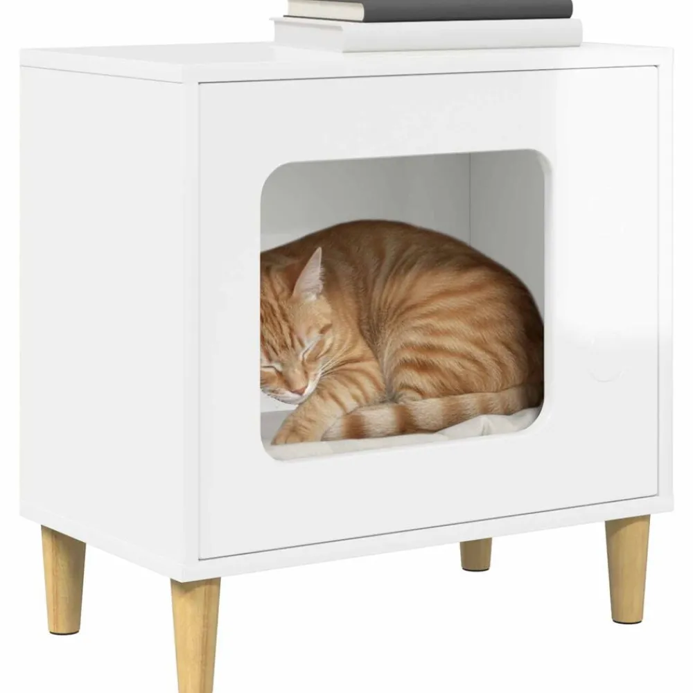 vidaXL Casa para Gatos 51 x 30 x 52 cm Madera de ingeniería brillante Online