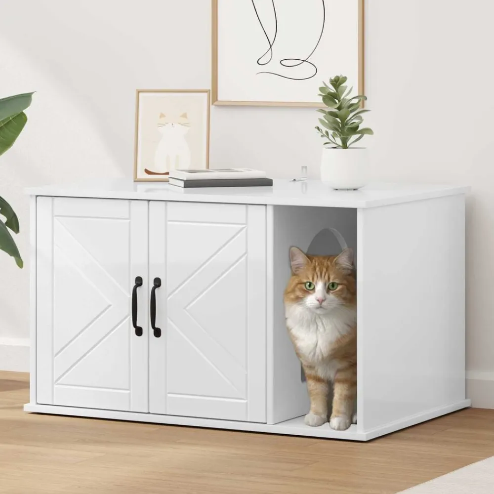 vidaXL Productos Para Mascotas-Casa para Gatos 85 x 55 x 50 cm Madera de ingeniería