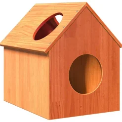 vidaXL Productos Para Mascotas-Casa para gatos cera marrón 41x50x50 cm madera maciza pino