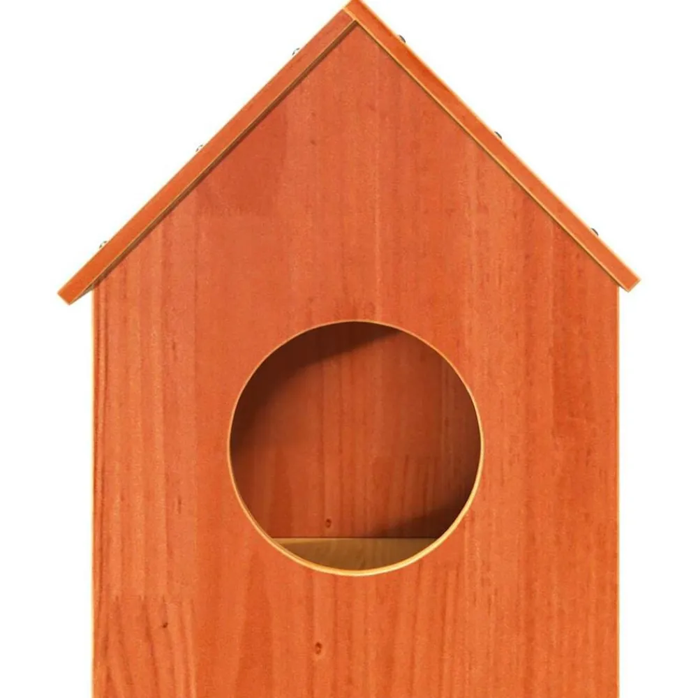 vidaXL Productos Para Mascotas-Casa para gatos cera marrón 41x50x50 cm madera maciza pino