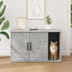 vidaXL Productos Para Mascotas-Casa para Gatos Concreto 85 x 55 x 50 cm Madera de ingeniería