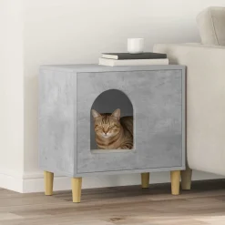 vidaXL Productos Para Mascotas-Casa para Gatos Concreto 51 x 30 x 52 cm Madera de ingeniería