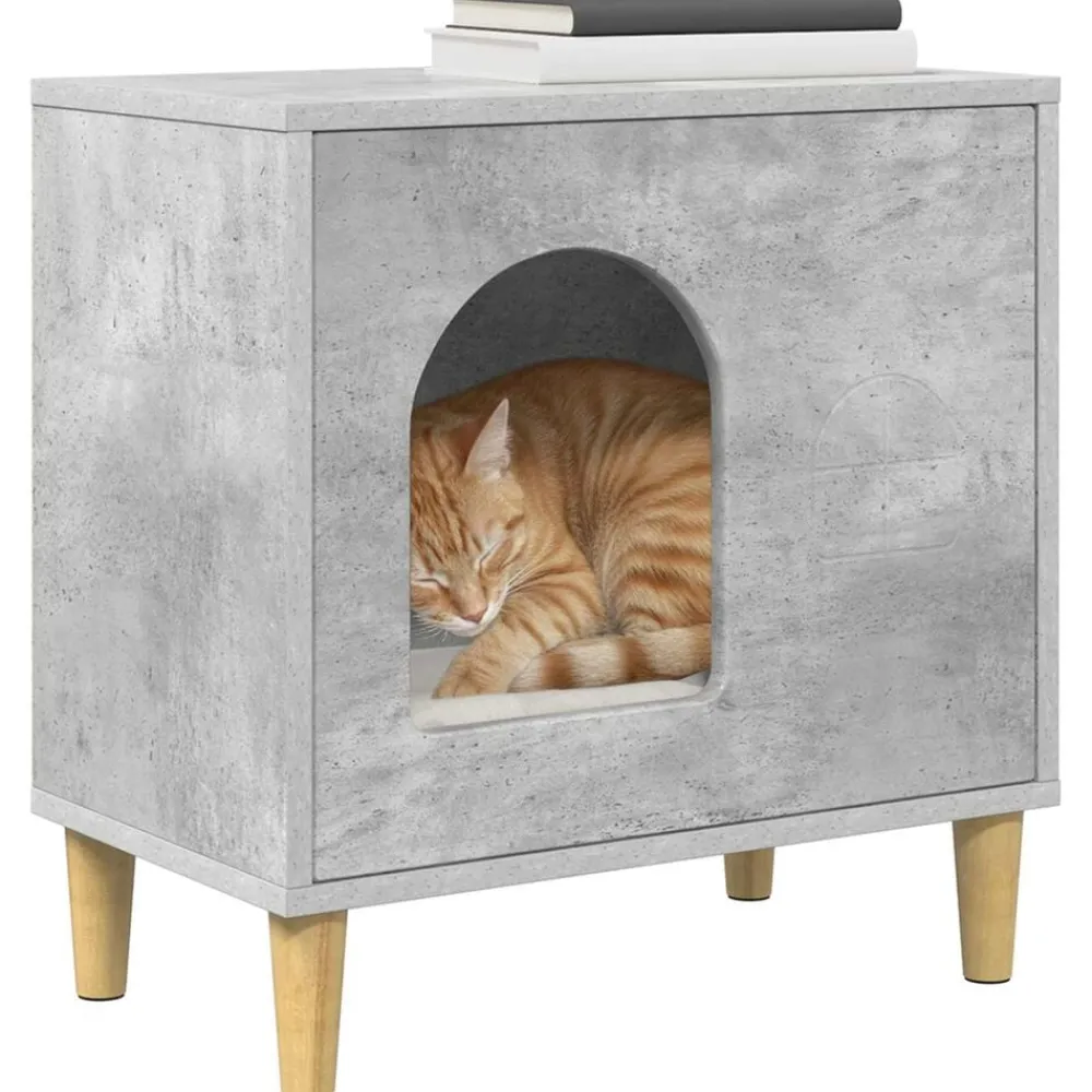 vidaXL Productos Para Mascotas-Casa para Gatos Concreto 51 x 30 x 52 cm Madera de ingeniería
