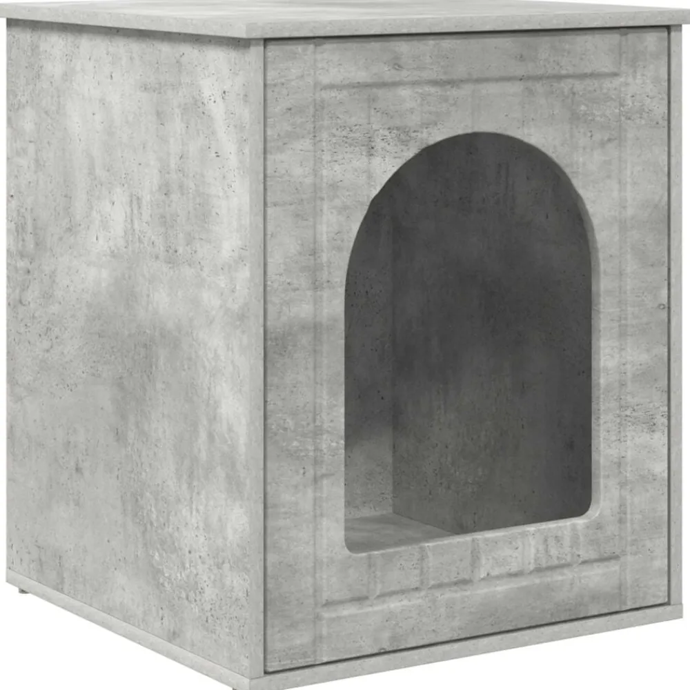 vidaXL Productos Para Mascotas-Casa para Gatos Concreto 53 x 52 x 62 cm Madera de ingeniería