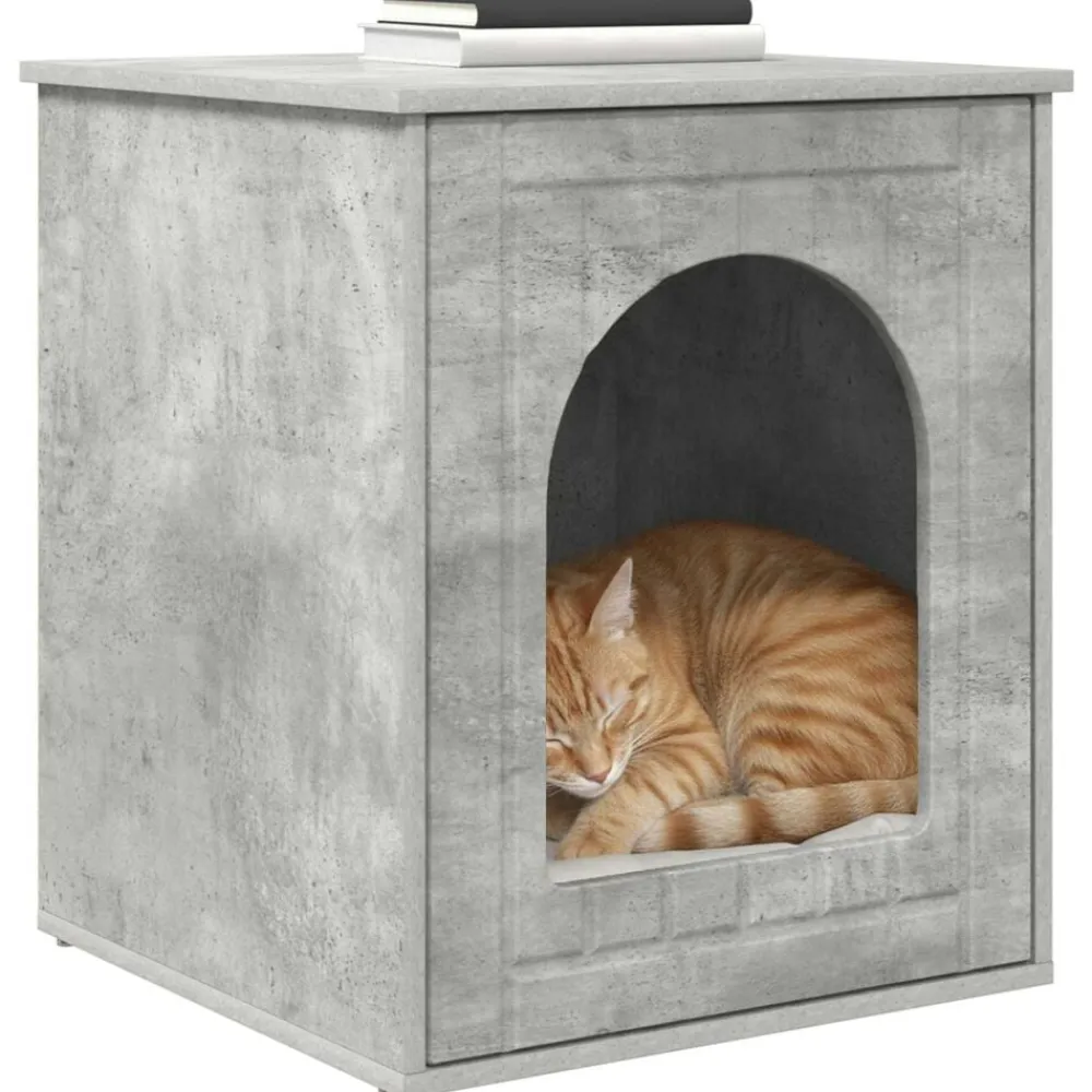 vidaXL Productos Para Mascotas-Casa para Gatos Concreto 53 x 52 x 62 cm Madera de ingeniería