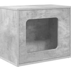 vidaXL Casa para Gatos Concreto 51 x 30 x 42,5 cm Madera de ingeniería Gris hormigón New