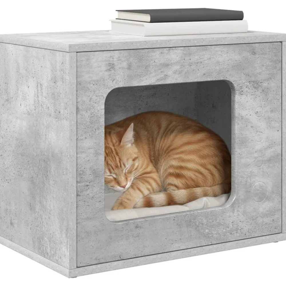 vidaXL Casa para Gatos Concreto 51 x 30 x 42,5 cm Madera de ingeniería Gris hormigón New