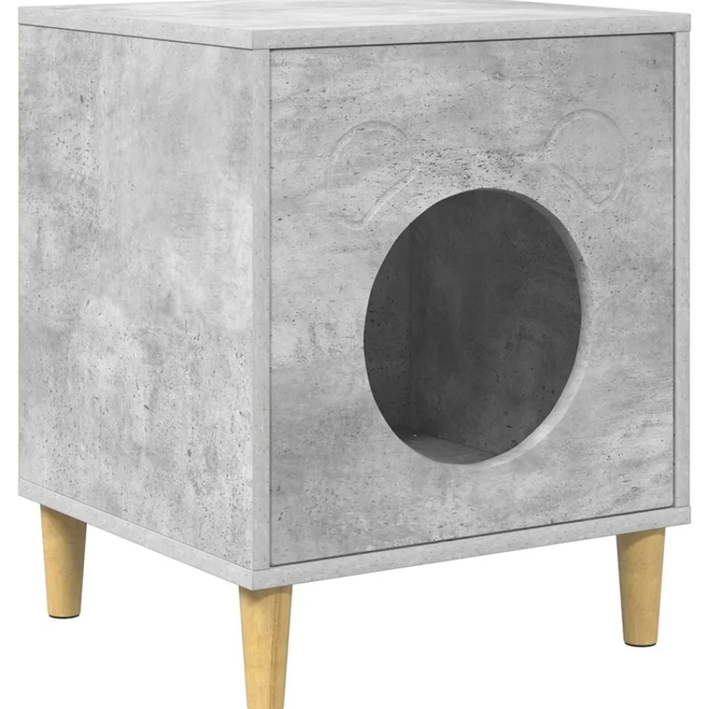 vidaXL Casa para Gatos Concreto 42,5 x 40 x 53 cm Madera de ingeniería Gris hormigón Outlet