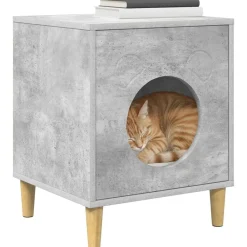 vidaXL Casa para Gatos Concreto 42,5 x 40 x 53 cm Madera de ingeniería Gris hormigón Outlet