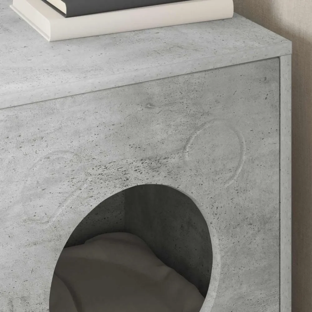 vidaXL Casa para Gatos Concreto 42,5 x 40 x 53 cm Madera de ingeniería Gris hormigón Outlet