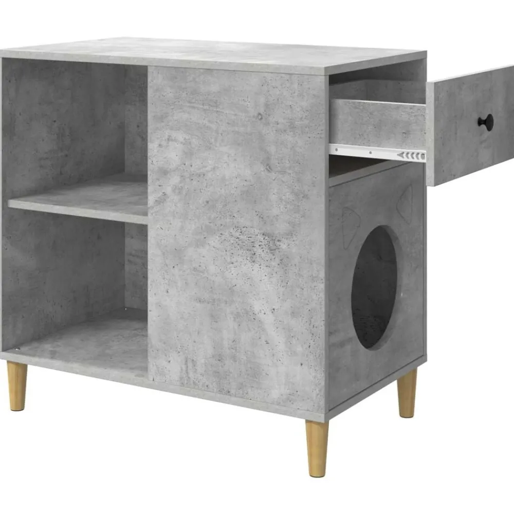 vidaXL Casa para Gatos Concreto 72 x 42.5 x 70 cm Madera de ingeniería Gris hormigón