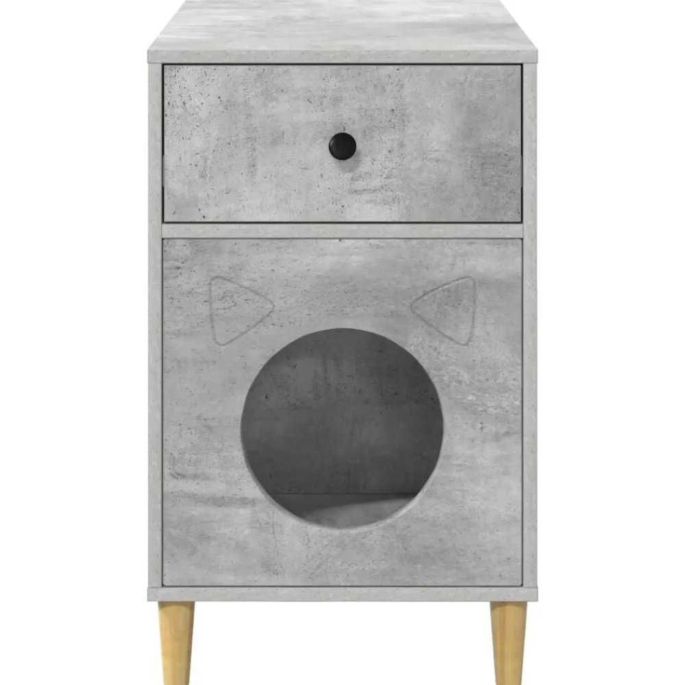 vidaXL Casa para Gatos Concreto 72 x 42.5 x 70 cm Madera de ingeniería Gris hormigón