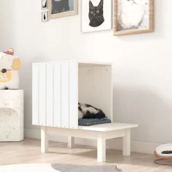 vidaXL Productos Para Mascotas-Casa para gatos de madera maciza de pino 60x36x60 cm