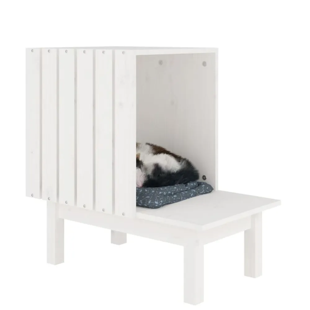 vidaXL Productos Para Mascotas-Casa para gatos de madera maciza de pino 60x36x60 cm