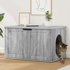 vidaXL Casa para Gatos 85 x 55 x 50,5 cm Gris sonoma Outlet