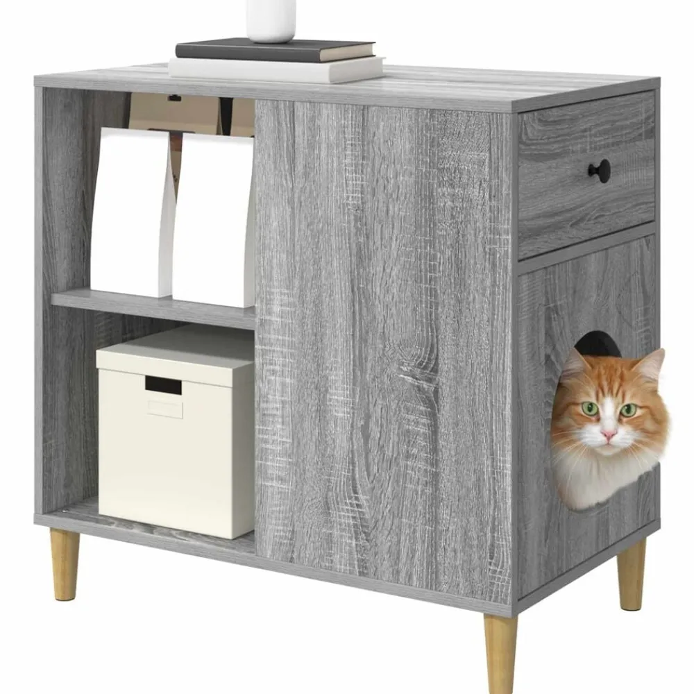 vidaXL Casa para Gatos 72 x 42.5 x 70 cm Gris sonoma