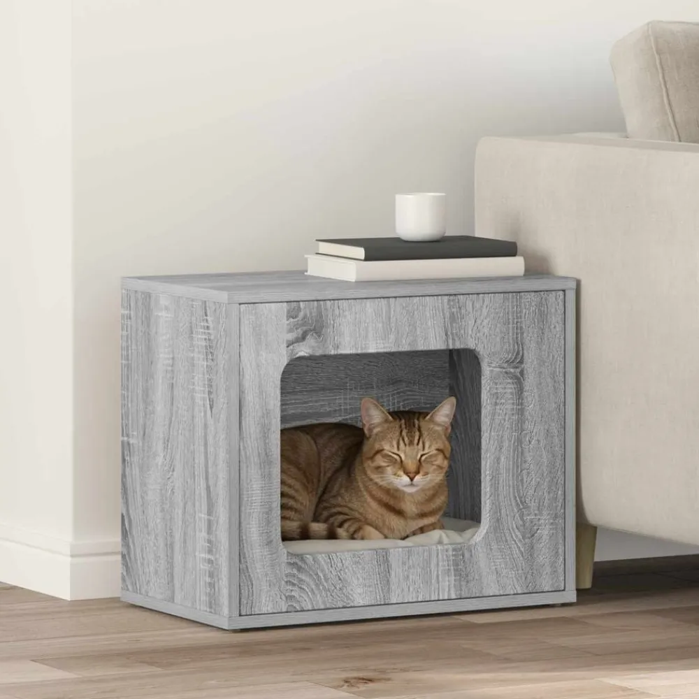 vidaXL Casa para Gatos 51 x 30 x 42,5 cm Gris sonoma