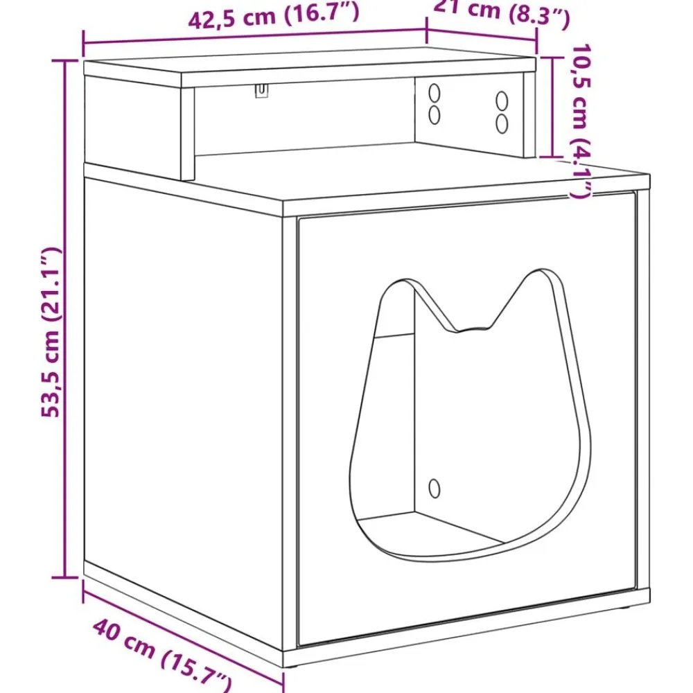 vidaXL Casa para Gatos Madera vieja 42,5 x 40 x 53,5 cm Madera envejecida Outlet