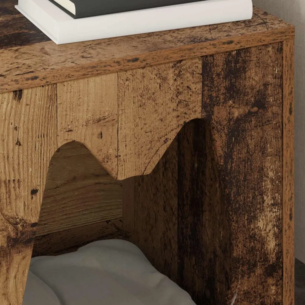 vidaXL Casa para Gatos Madera vieja 42,5 x 40 x 53,5 cm Madera envejecida Outlet