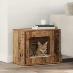 vidaXL Casa para Gatos Madera vieja 51 x 30 x 42,5 cm Madera envejecida Outlet