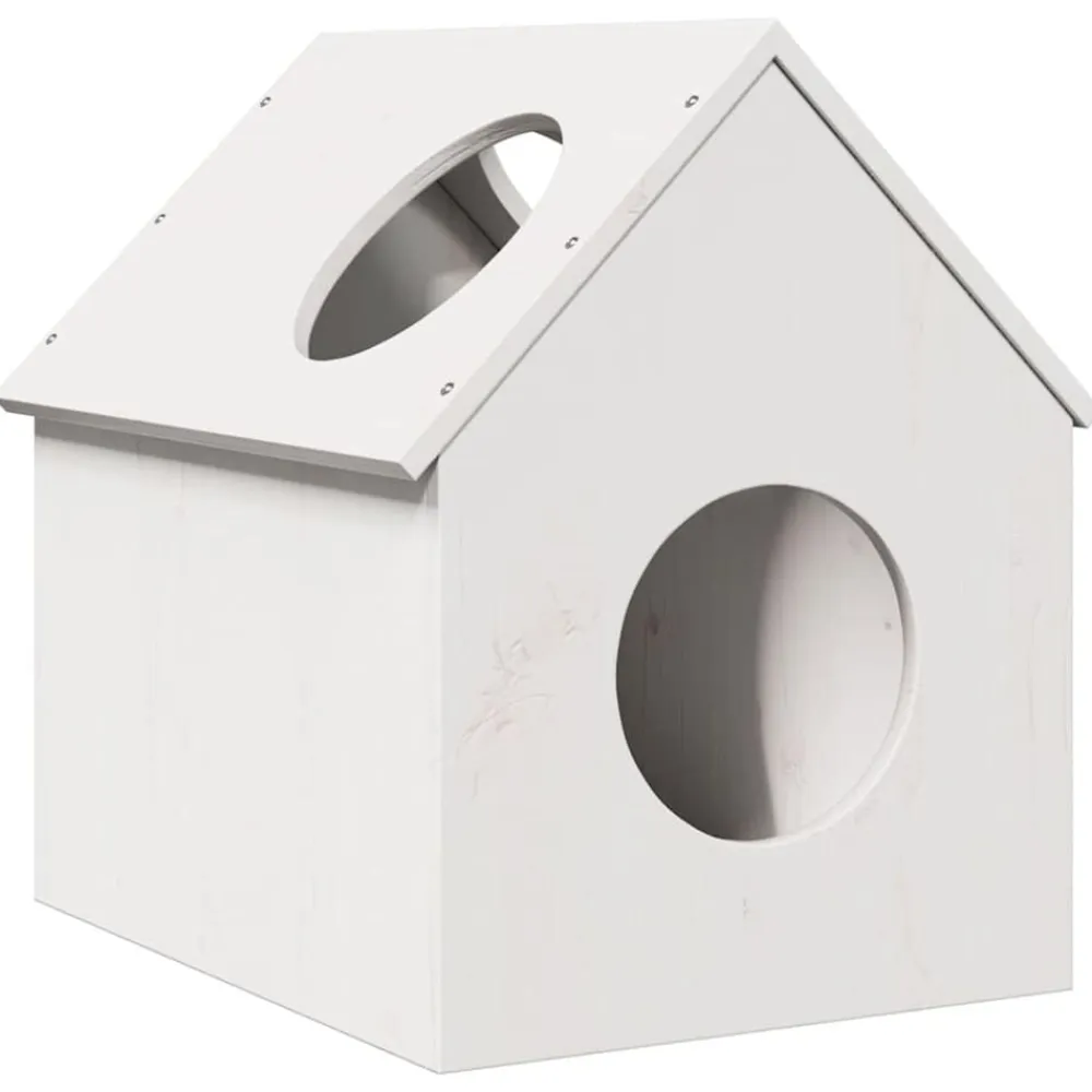 vidaXL Productos Para Mascotas-Casa para gatos madera maciza pino blanca 41x50x50 cm