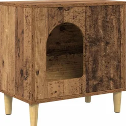 vidaXL Casa para Gatos Madera vieja 51 x 30 x 52 cm Madera envejecida Hot