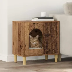 vidaXL Casa para Gatos Madera vieja 51 x 30 x 52 cm Madera envejecida Hot