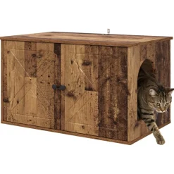 vidaXL Casa para Gatos Madera vieja 85 x 55 x 50 cm Madera envejecida New