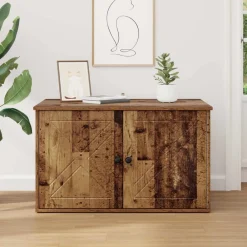 vidaXL Casa para Gatos Madera vieja 85 x 55 x 50 cm Madera envejecida New