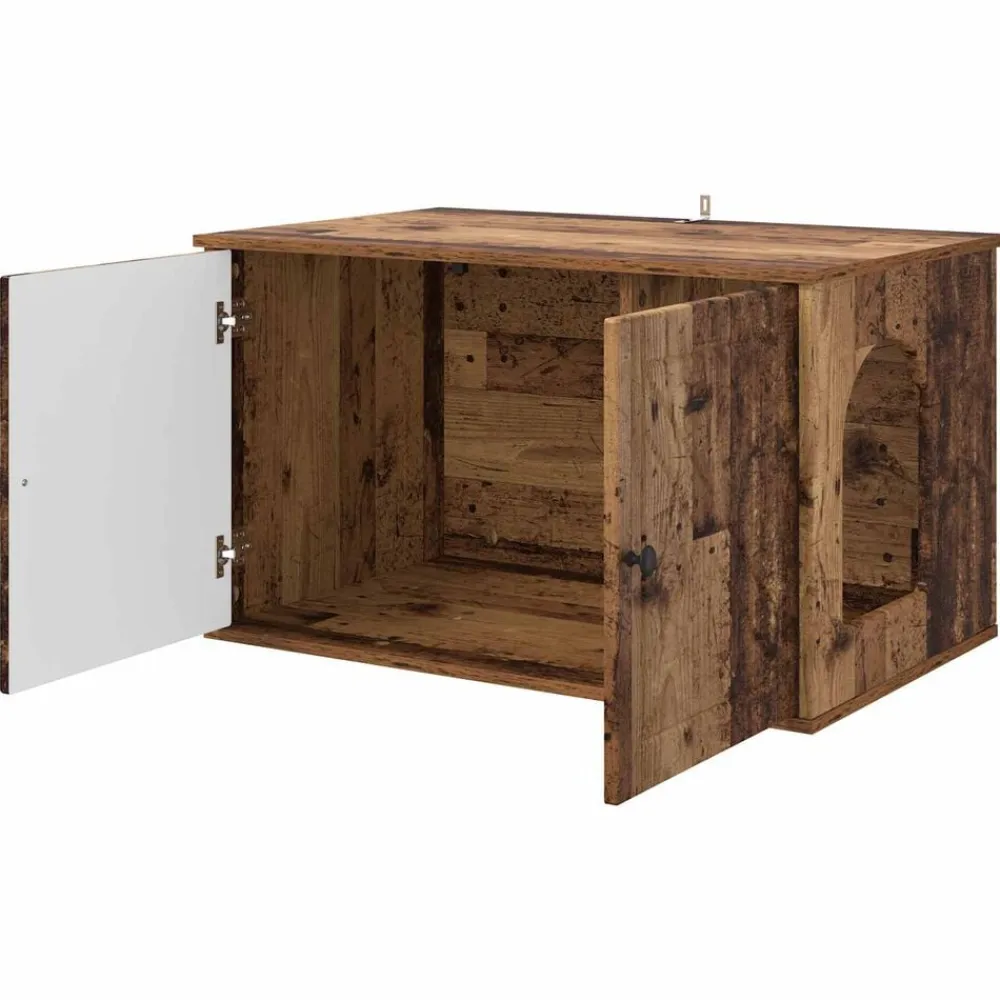 vidaXL Casa para Gatos Madera vieja 85 x 55 x 50 cm Madera envejecida New