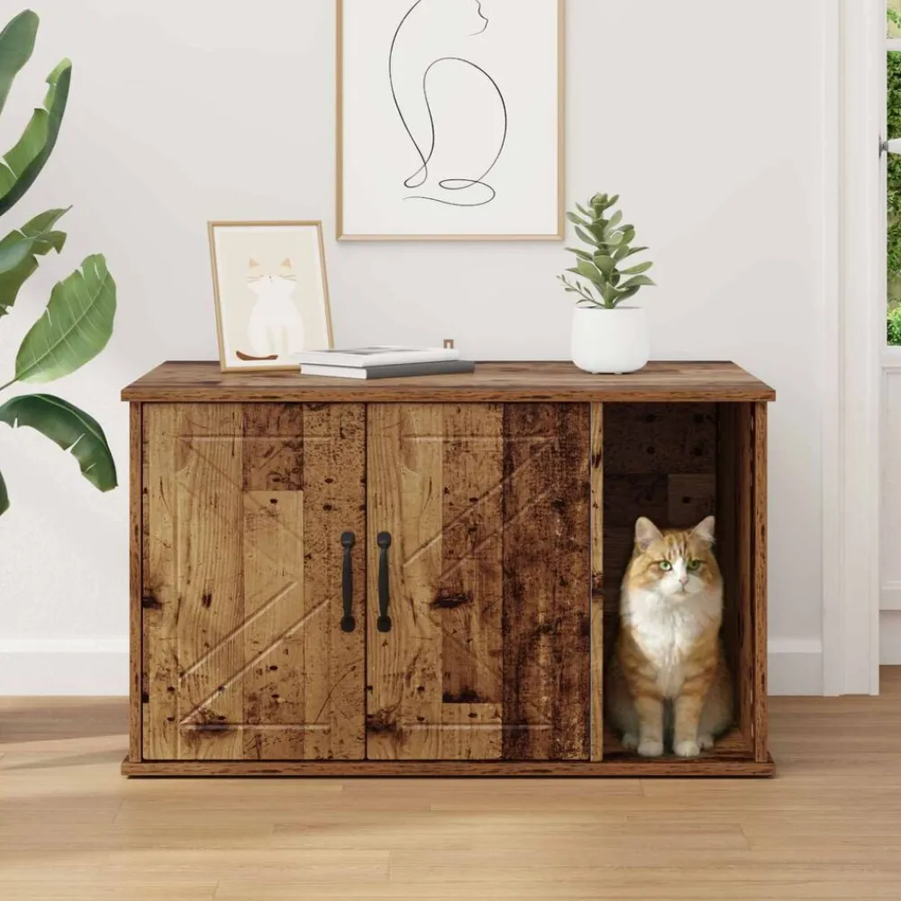 vidaXL Productos Para Mascotas-Casa para Gatos Madera vieja 85 x 55 x 50 cm