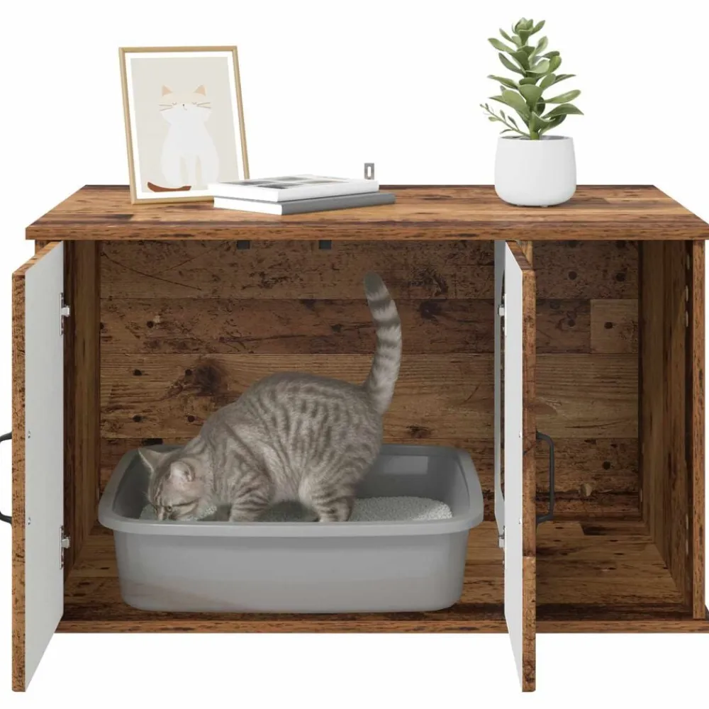vidaXL Productos Para Mascotas-Casa para Gatos Madera vieja 85 x 55 x 50 cm