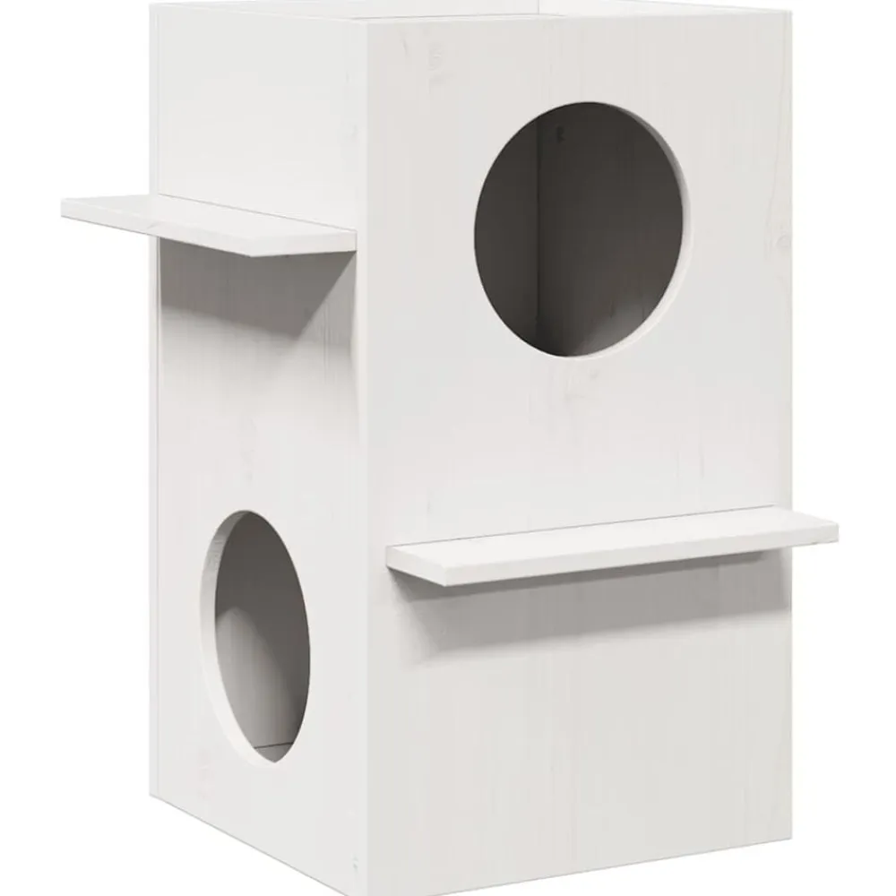 vidaXL Productos Para Mascotas-Casa para gatos madera maciza pino blanca 43x43x60 cm