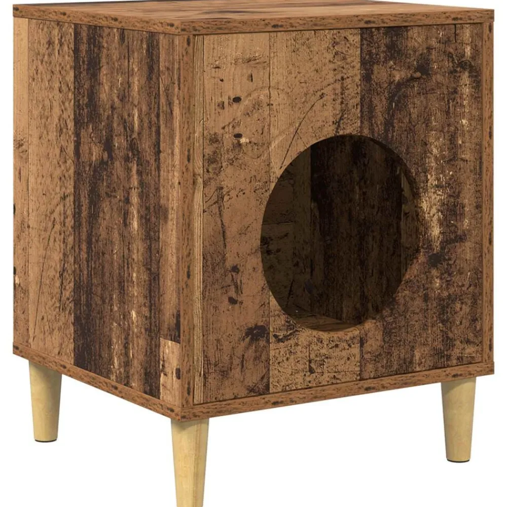 vidaXL Casa para Gatos Madera vieja 42,5 x 40 x 53 cm Madera envejecida Best