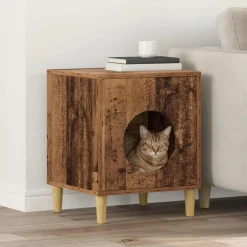 vidaXL Casa para Gatos Madera vieja 42,5 x 40 x 53 cm Madera envejecida Best